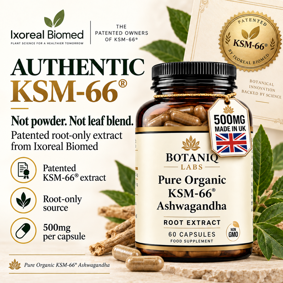 Ashwagandha KSM-66® 500mg, 60 Vegan Capsules